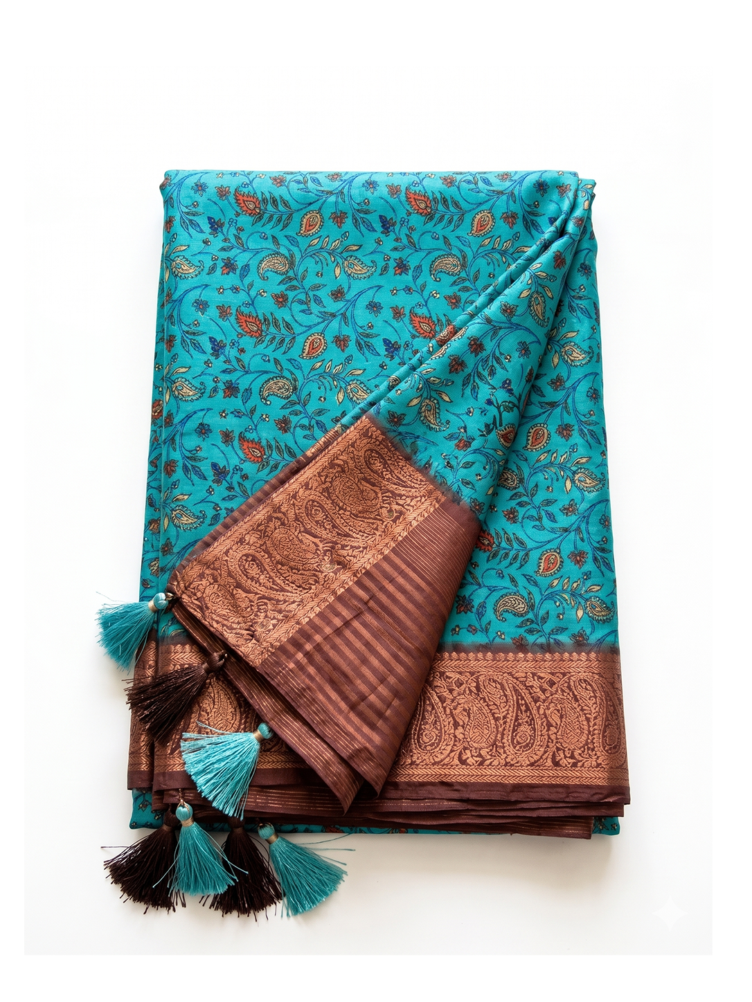 Blue Karnataka Cotton Silk Kalamkari