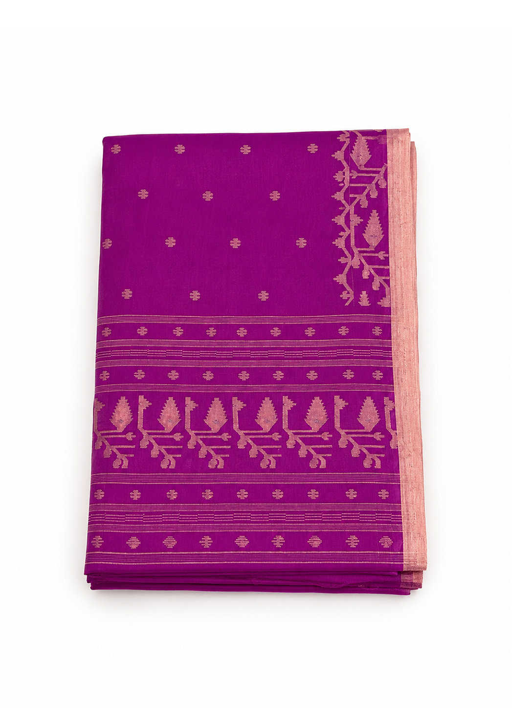 Magenta Bengal Cotton Jamdani