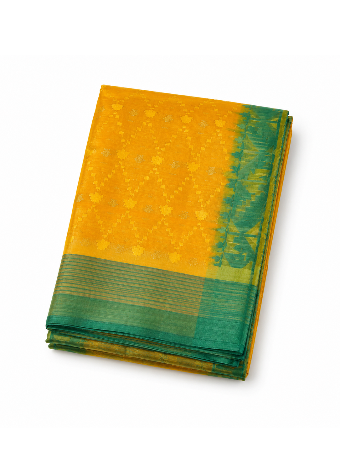 Yellow Green Bangladeshi Cotton Jamdani