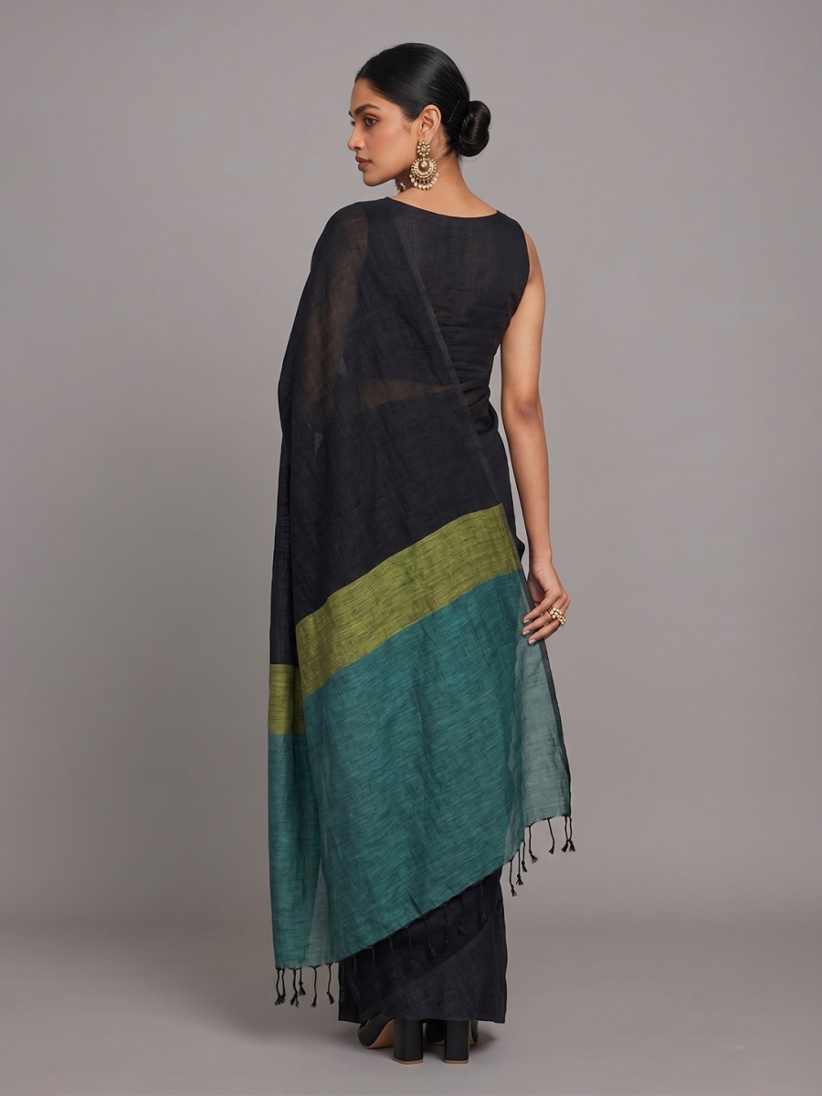 Black with Green Bengal Linen