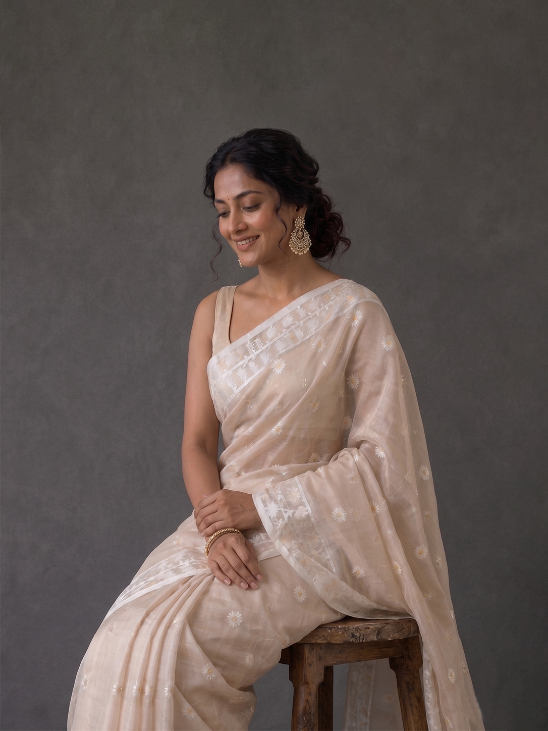 Beige Bengal Muslin Jamdani