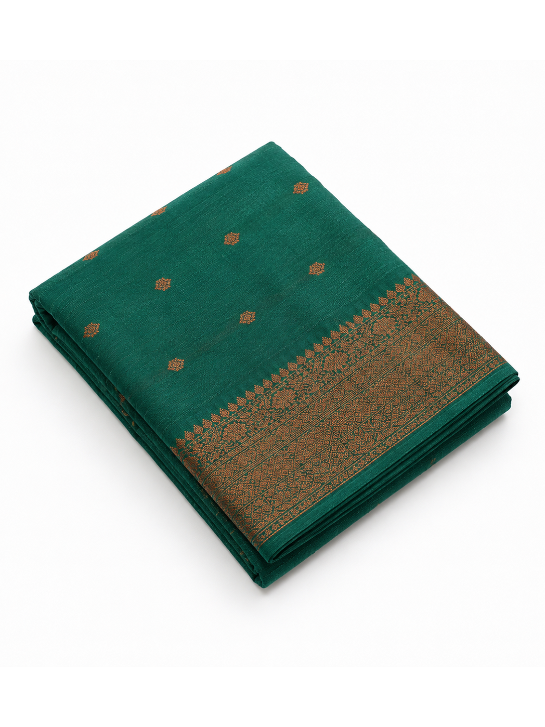 Bottle Green Zari-woven Raw Silk Benarasi