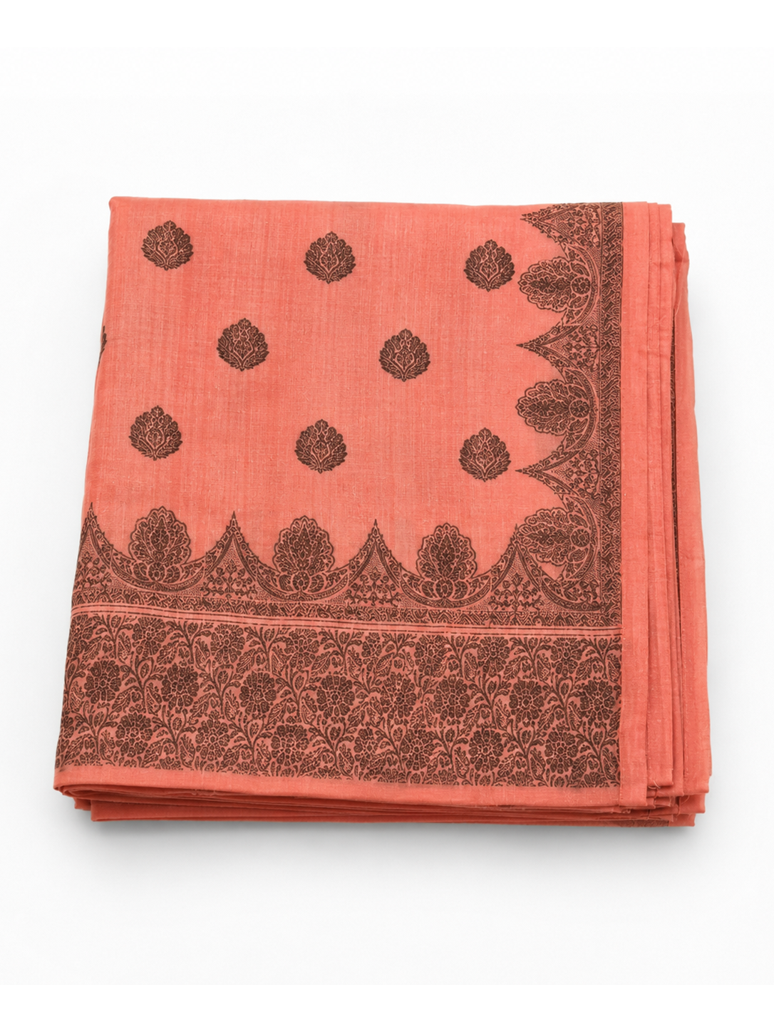 Peach Zari-woven Raw Silk Benarasi