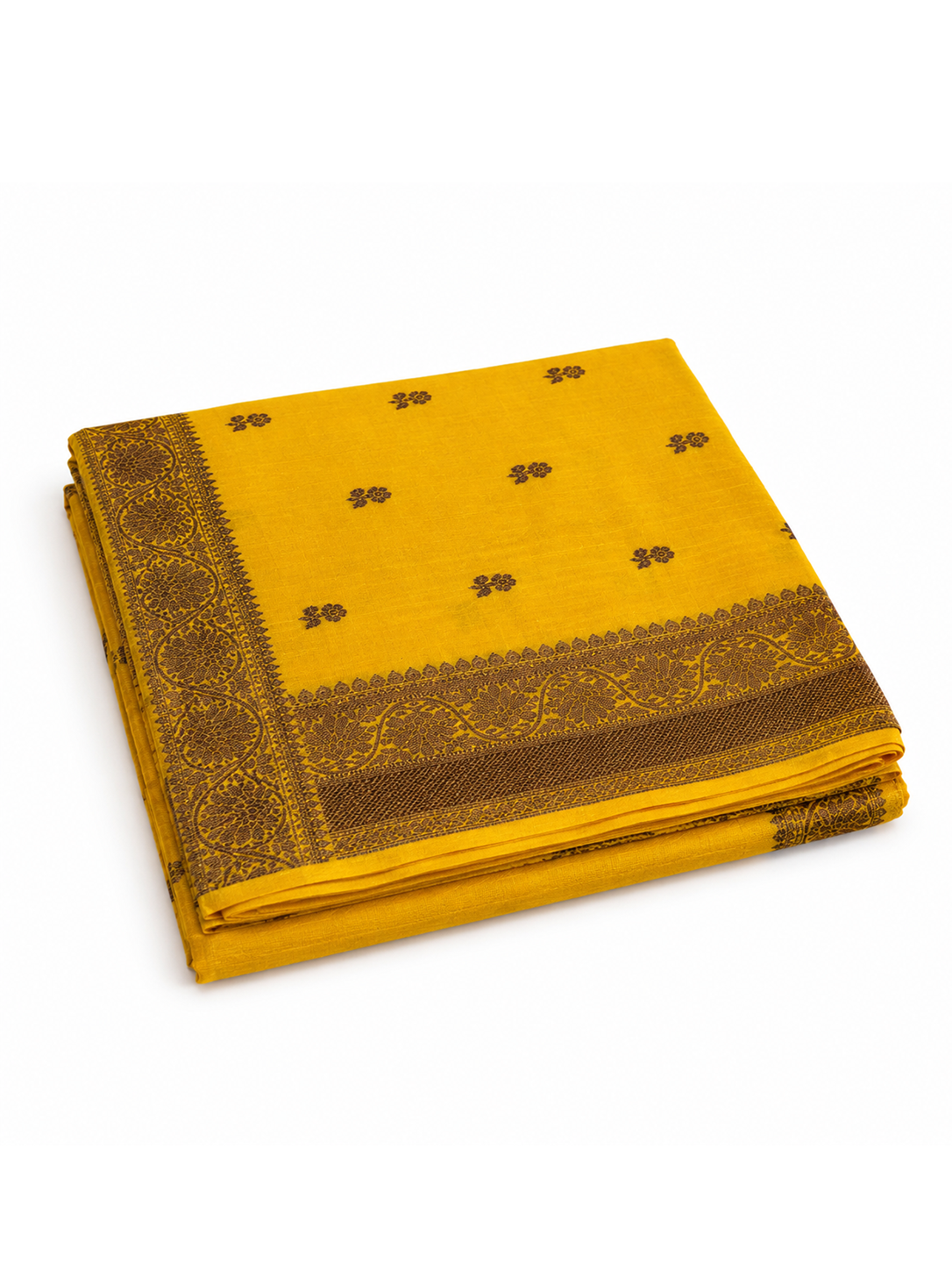 Yellow Zari-woven Raw Silk Benarasi
