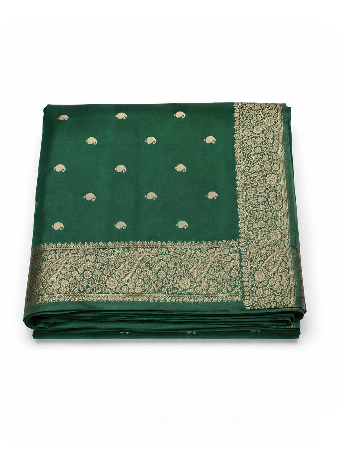 Green Zari-woven Satin Silk Benarasi