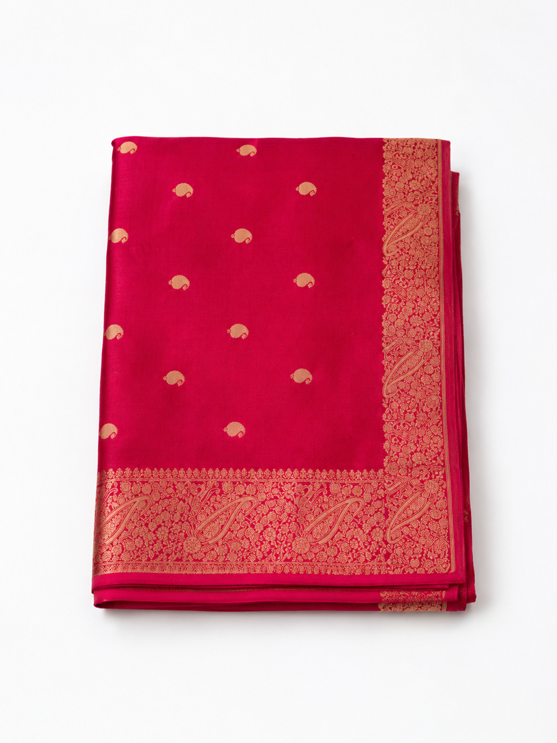 Maroon Zari-woven Satin Silk Benarasi