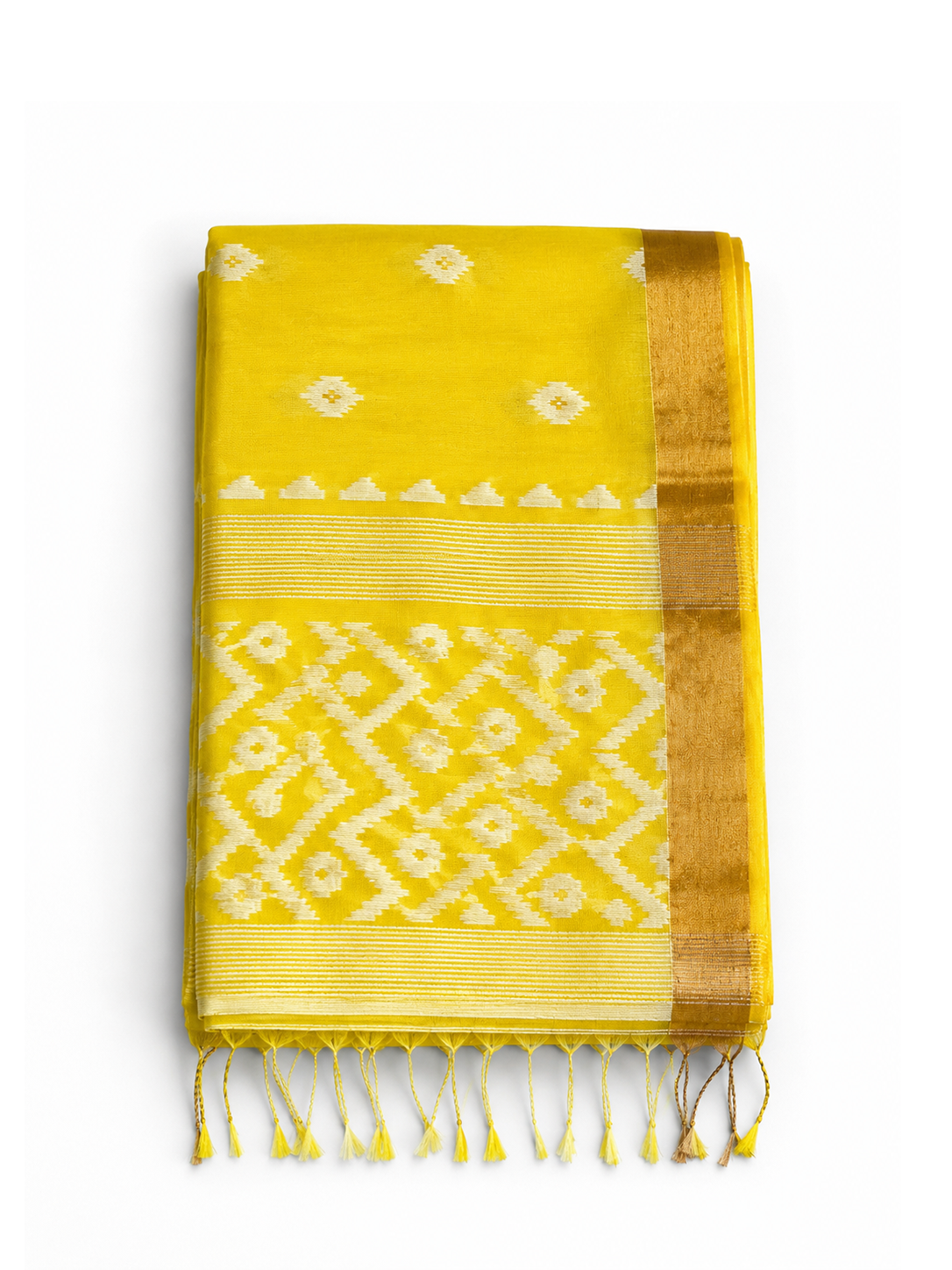 Zari-woven Yellow Bengal Muslin