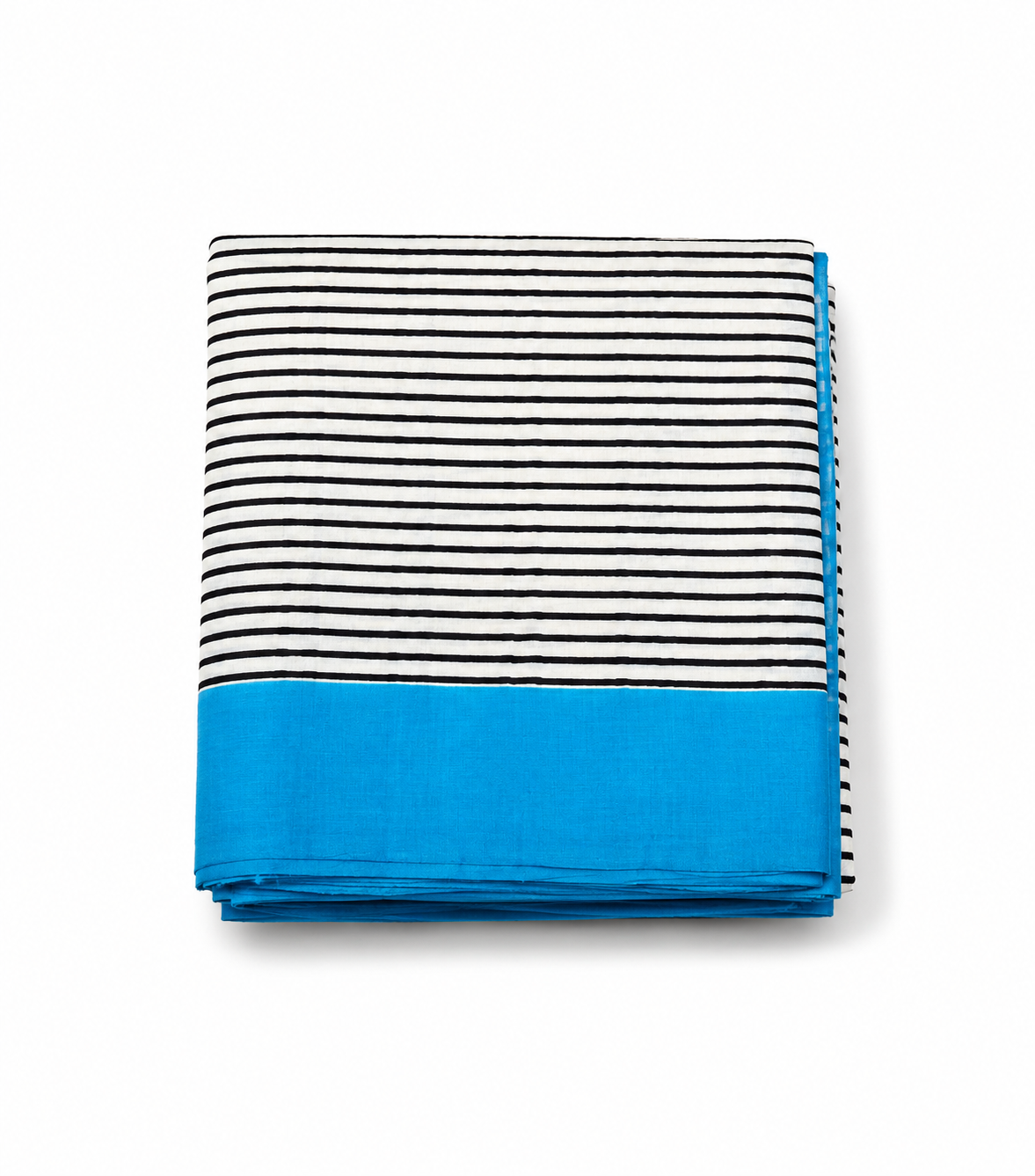 Bengal-Bishnupur Black with Blue Hand-Block Silk