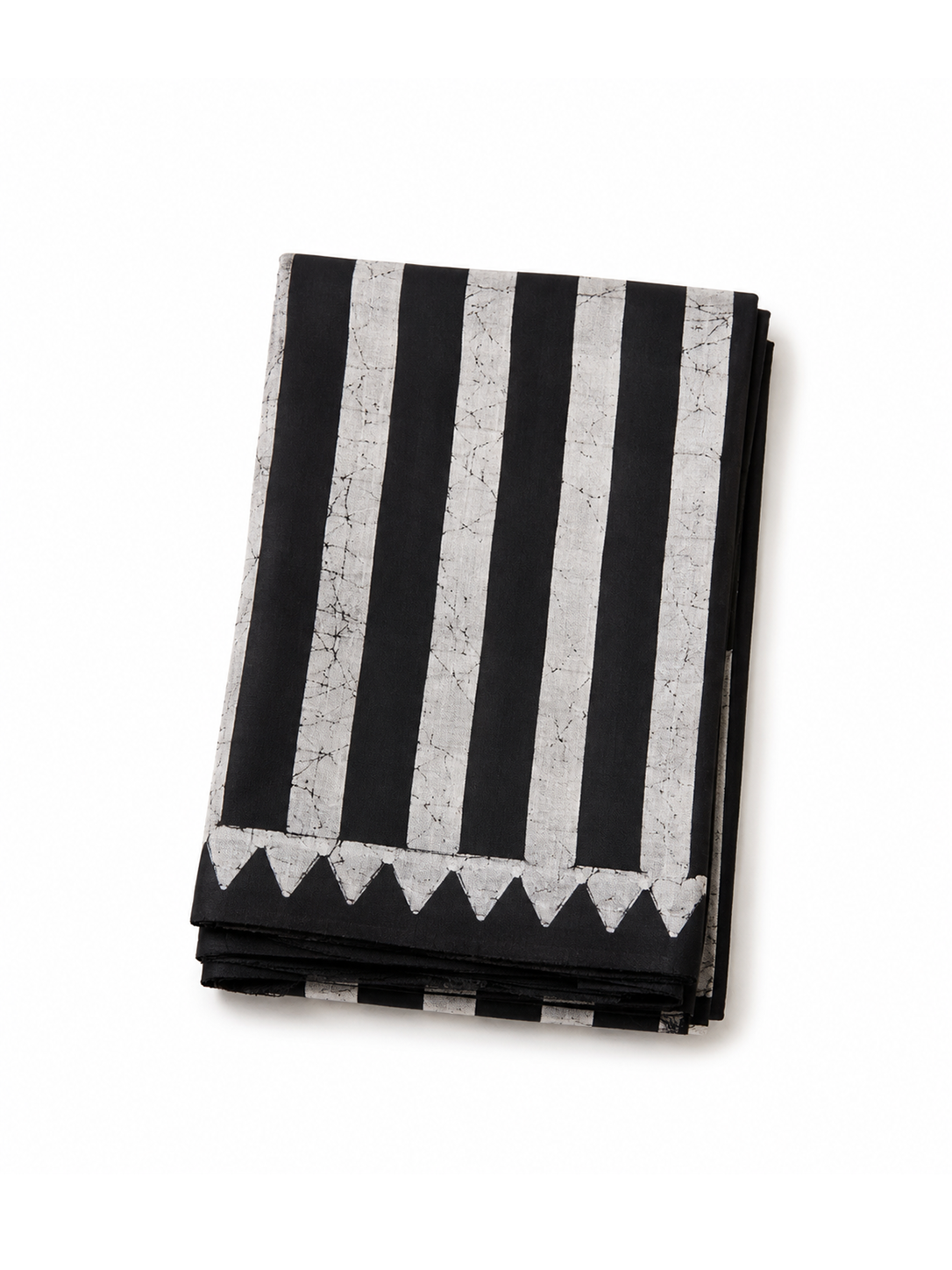 Bengal-Bishnupur Black and White Hand-Block Silk