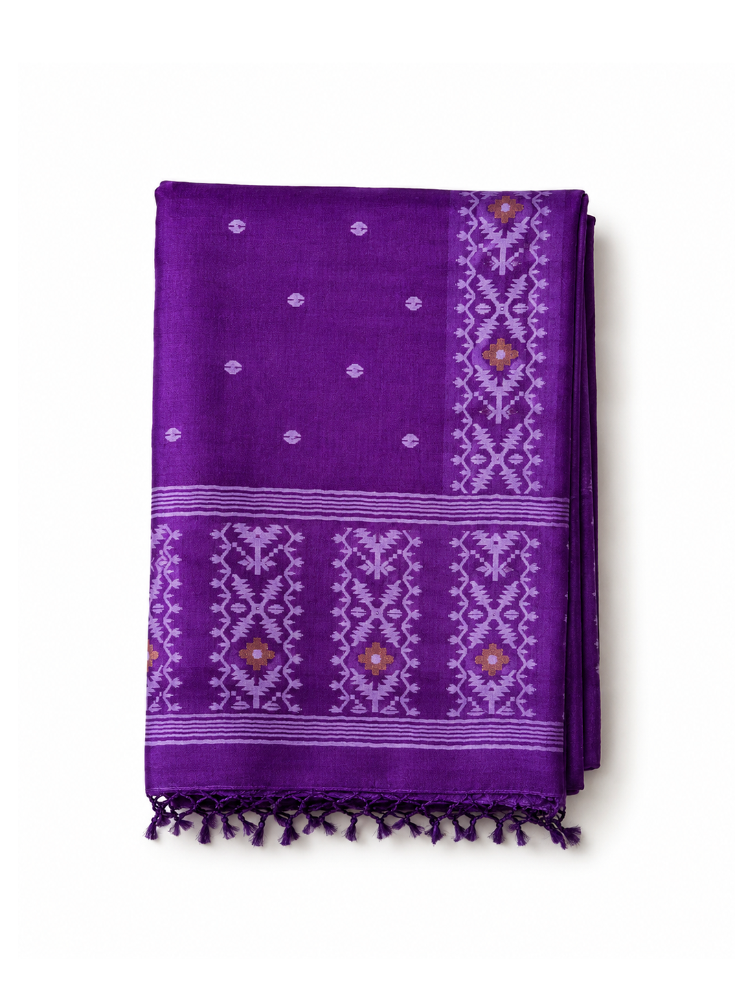 Purple Hand-woven Bengal Tussar Jamdani
